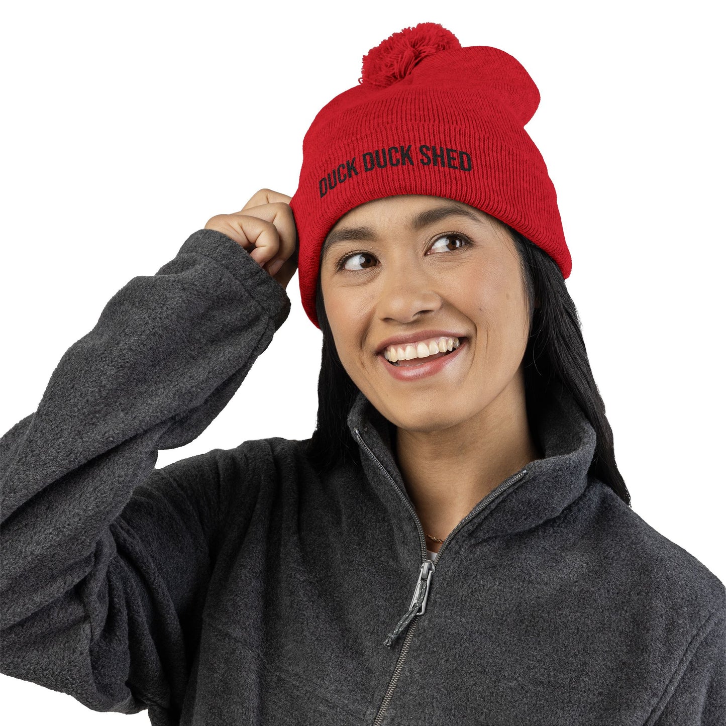 Duck Duck Shed Pom-Pom Knit Cap (Embroidery)