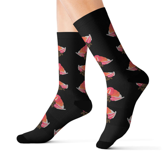 Neon Museum Flamingo Sublimation Socks