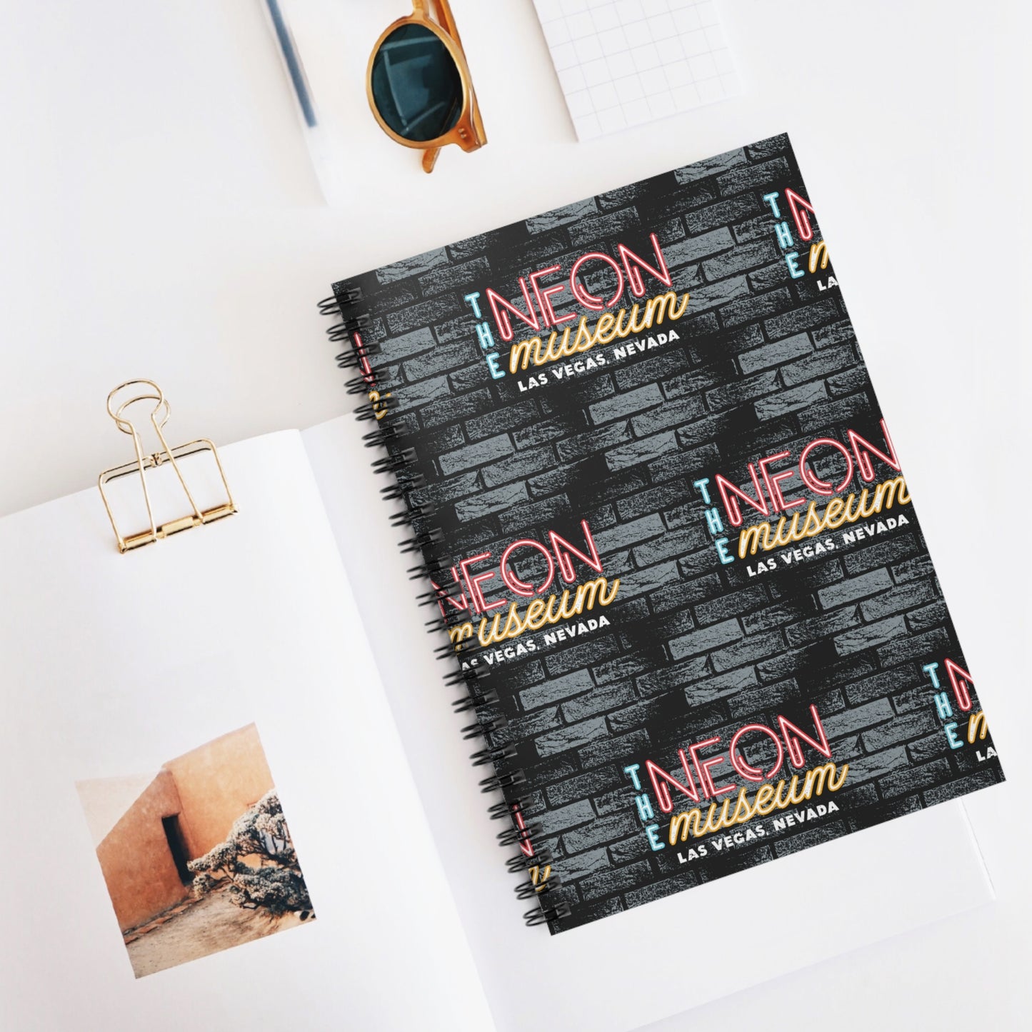Neon Museum Brick Wall Spiral Notebook - Ruled Line