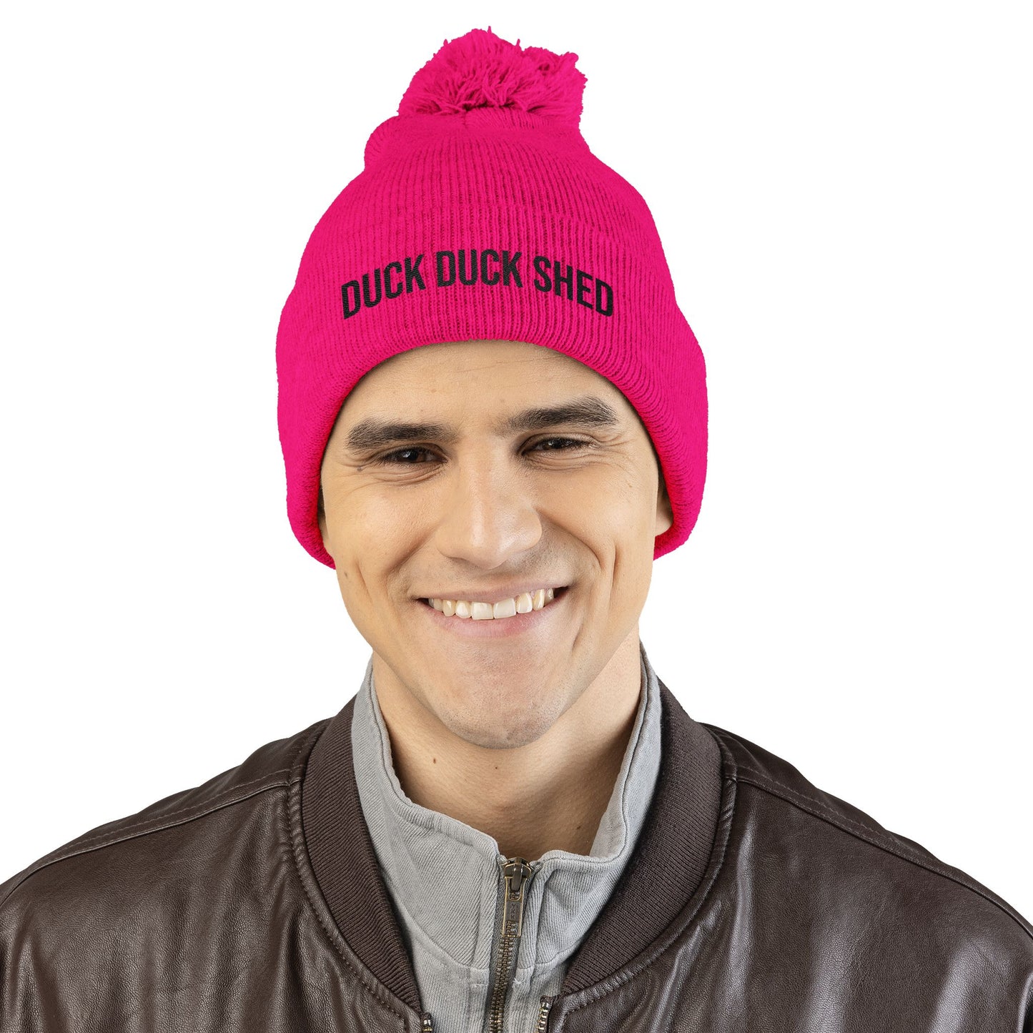 Duck Duck Shed Pom-Pom Knit Cap (Embroidery)