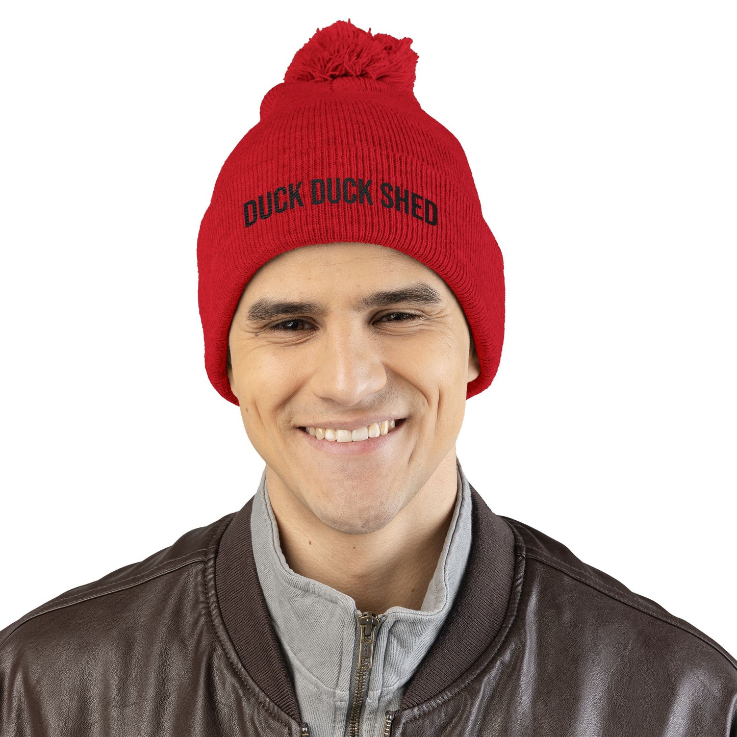 Duck Duck Shed Pom-Pom Knit Cap (Embroidery)