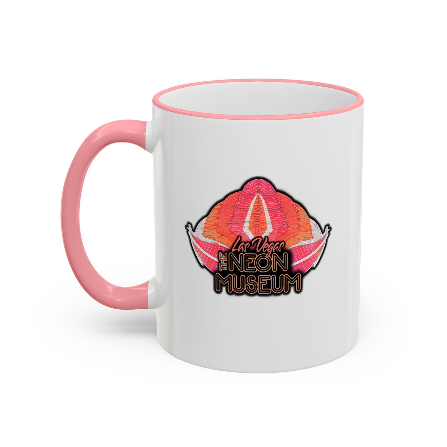 Neon Museum Flamingo Accent Rim & Handle Mug (11oz)