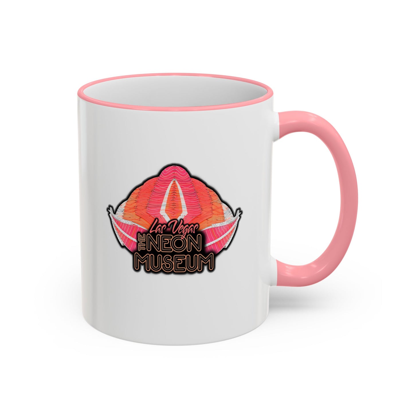Neon Museum Flamingo Accent Rim & Handle Mug (11oz)